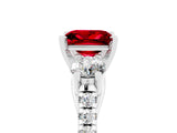 White gold Three-Stone Princess Cut Ruby Pavé Band with Four-Prong Setting_5