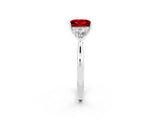White gold Three-Stone Princess Cut Ruby Ring with Pear  Side Stones in Four-Prong Setting_14