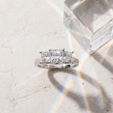 White gold Three-Stone Princess Cut Solitaire Ring with Classic Prong Setting_36