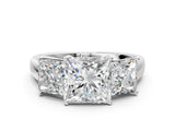White gold Three-Stone Princess Cut Solitaire Ring with Classic Prong Setting_91