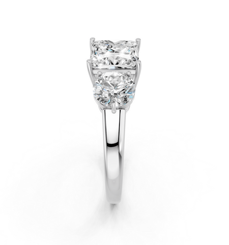 White gold Three-Stone Princess Cut Solitaire Ring with Prong Setting on a Classic Band_21