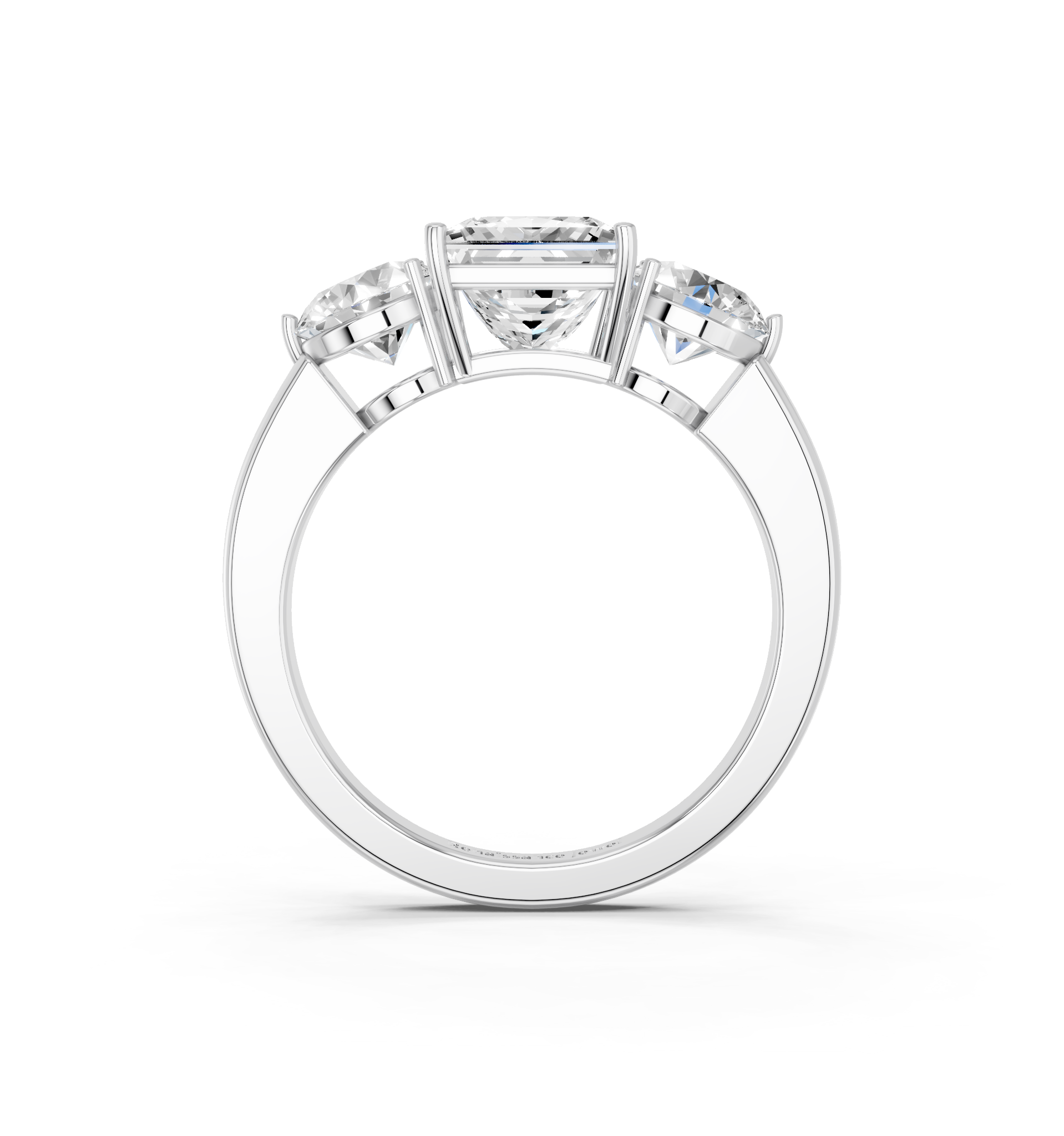 White gold Three-Stone Princess Cut Solitaire Ring with Prong Setting on a Classic Band_22