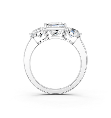 White gold Three-Stone Princess Cut Solitaire Ring with Prong Setting on a Classic Band_22