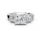 White gold Three-Stone Princess Cut Solitaire Ring with Prong Setting_21