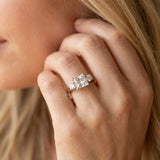 White gold Three-Stone Princess Cut Solitaire Ring with Round Side Stones and Four-Prong Setting_29