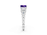 White gold Three-Stone Princess Cut Tanzanite Braided Band Ring with Four-Prong Setting_14