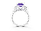 White gold Three-Stone Princess Cut Tanzanite Braided Band Ring with Four-Prong Setting_15