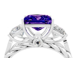 White gold Three-Stone Princess Cut Tanzanite Braided Band Ring with Four-Prong Setting_16