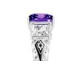 White gold Three-Stone Princess Cut Tanzanite Braided Band Ring with Four-Prong Setting_17