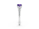 White gold Three-Stone Princess Cut Tanzanite Pavé Band with Four-Prong Setting_2