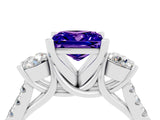 White gold Three-Stone Princess Cut Tanzanite Pavé Band with Four-Prong Setting_4