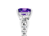 White gold Three-Stone Princess Cut Tanzanite Pavé Band with Four-Prong Setting_5
