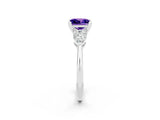 White gold Three-Stone Princess Cut Tanzanite Ring with Pear Side Stones and Four-Prong Setting_2