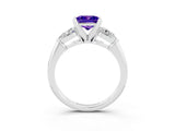 White gold Three-Stone Princess Cut Tanzanite Ring with Pear Side Stones and Four-Prong Setting_3