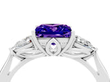 White gold Three-Stone Princess Cut Tanzanite Ring with Pear  Side Stones in Four-Prong Setting_16