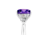 White gold Three-Stone Princess Cut Tanzanite Ring with Pear  Side Stones in Four-Prong Setting_17