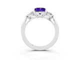 White gold Three-Stone Princess Cut Tanzanite Ring with Pear  Side Stones in Four-Prong Setting_51