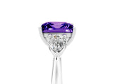 White gold Three-Stone Princess Cut Tanzanite Ring with Pear  Side Stones in Four-Prong Setting_53