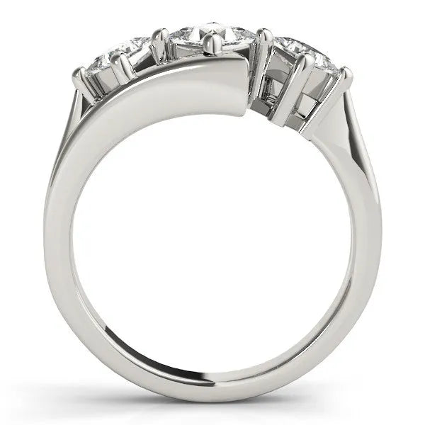 White gold Three-Stone Princess Cut Tension Band Ring with Four-Prong Setting