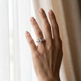 White gold Three-Stone Princess Cut Tension Band Ring with Four-Prong Setting_61