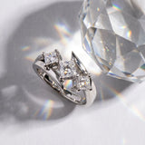 White gold Three-Stone Princess Cut Tension Band Ring with Four-Prong Setting_64
