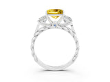 White gold Three-Stone Princess Cut Yellow Sapphire Braided Band Ring with Four-Prong Setting_39