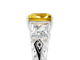 White gold Three-Stone Princess Cut Yellow Sapphire Braided Band Ring with Four-Prong Setting_41