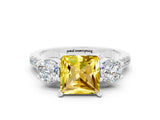 White gold Three-Stone Princess Cut Yellow Sapphire Pavé Band with Four-Prong Setting_24