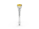 White gold Three-Stone Princess Cut Yellow Sapphire Pavé Band with Four-Prong Setting_26