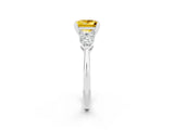 White gold Three-Stone Princess Cut Yellow Sapphire Ring with Pear Side Stones and Four-Prong Setting_26