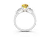 White gold Three-Stone Princess Cut Yellow Sapphire Ring with Pear Side Stones and Four-Prong Setting_27