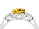White gold Three-Stone Princess Cut Yellow Sapphire Ring with Pear  Side Stones in Four-Prong Setting_16