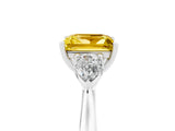 White gold Three-Stone Princess Cut Yellow Sapphire Ring with Pear  Side Stones in Four-Prong Setting_17