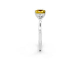 White gold Three-Stone Princess Cut Yellow Sapphire Ring with Pear  Side Stones in Four-Prong Setting_50