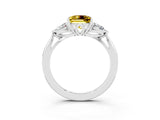 White gold Three-Stone Princess Cut Yellow Sapphire Ring with Pear  Side Stones in Four-Prong Setting_51