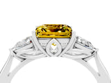 White gold Three-Stone Princess Cut Yellow Sapphire Ring with Pear  Side Stones in Four-Prong Setting_52