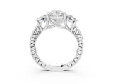 White gold Three-Stone Princess Diamond Milgrain Pave Band with Prong Setting 3