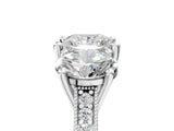 White gold Three-Stone Princess Diamond Milgrain Pave Band with Prong Setting 5