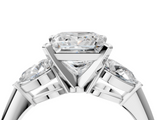 White gold Three-Stone Princess Diamond Ring with Pear Side Stones in Four-Prong Setting_81