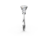 White gold Three-Stone Princess Diamond Ring with Pear Side Stones in Four-Prong Setting_86