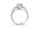 White gold Three-Stone Princess Diamond Ring with Pear Side Stones in Four-Prong Setting_87