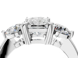 White gold Three-Stone Radiant Brilliant Cut Solitaire Ring with Prong Setting on a Classic Band 4