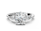 White gold Three-Stone Radiant Cut Brilliant Diamond Solitaire Ring with Tapered Band and Four-Prong Setting_13