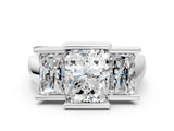 White gold Three Stone Radiant Cut Cut Channel Set Diamond Ring_116