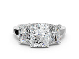 White gold Three-Stone Radiant Cut Cut Diamond Engagement Ring with Flat Band and Four-Prong Setting_178
