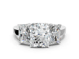 White gold Three-Stone Radiant Cut Cut Diamond Engagement Ring with Flat Band and Four-Prong Setting_182