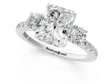 White gold Three-Stone Radiant Cut Cut Diamond Pavé Band with Prong Setting_20