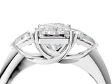 White gold Three-Stone Radiant Cut Cut Diamond Ring with Trillion Side Stones and Four-Prong Setting_19