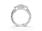White gold Three-Stone Radiant Cut Cut Milgrain Pavé Engagement Ring_10