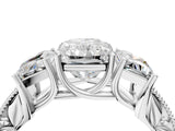 White gold Three-Stone Radiant Cut Cut Milgrain Pavé Engagement Ring_11
